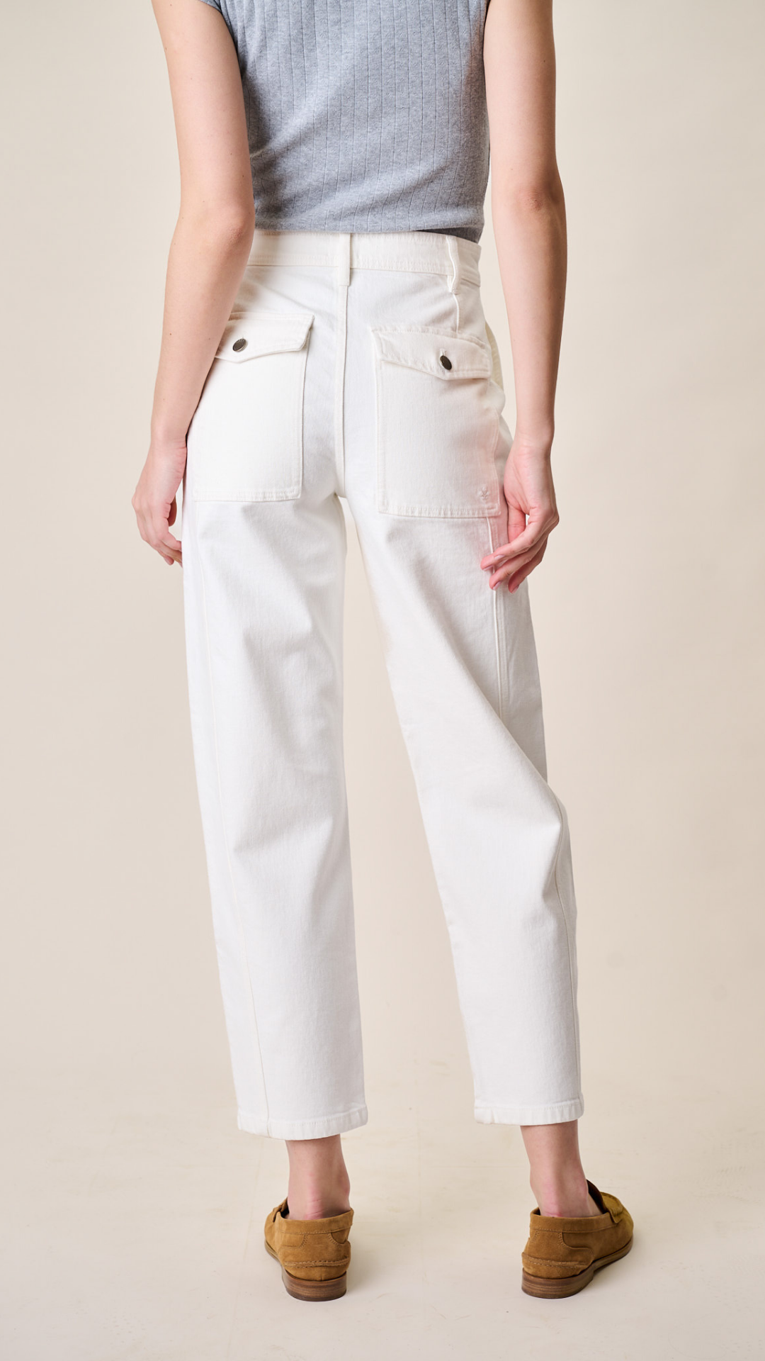 Meade High Rise Barrel Jean - White