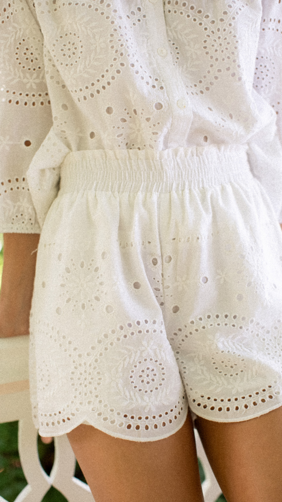 Laura Shorts - White Demi Eyelet
