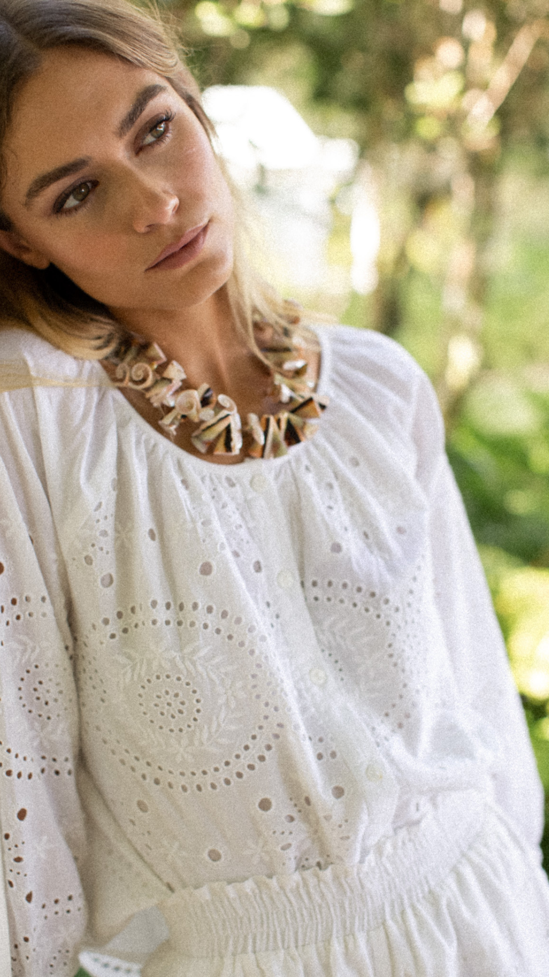 Sophie Top - White Demi Eyelet