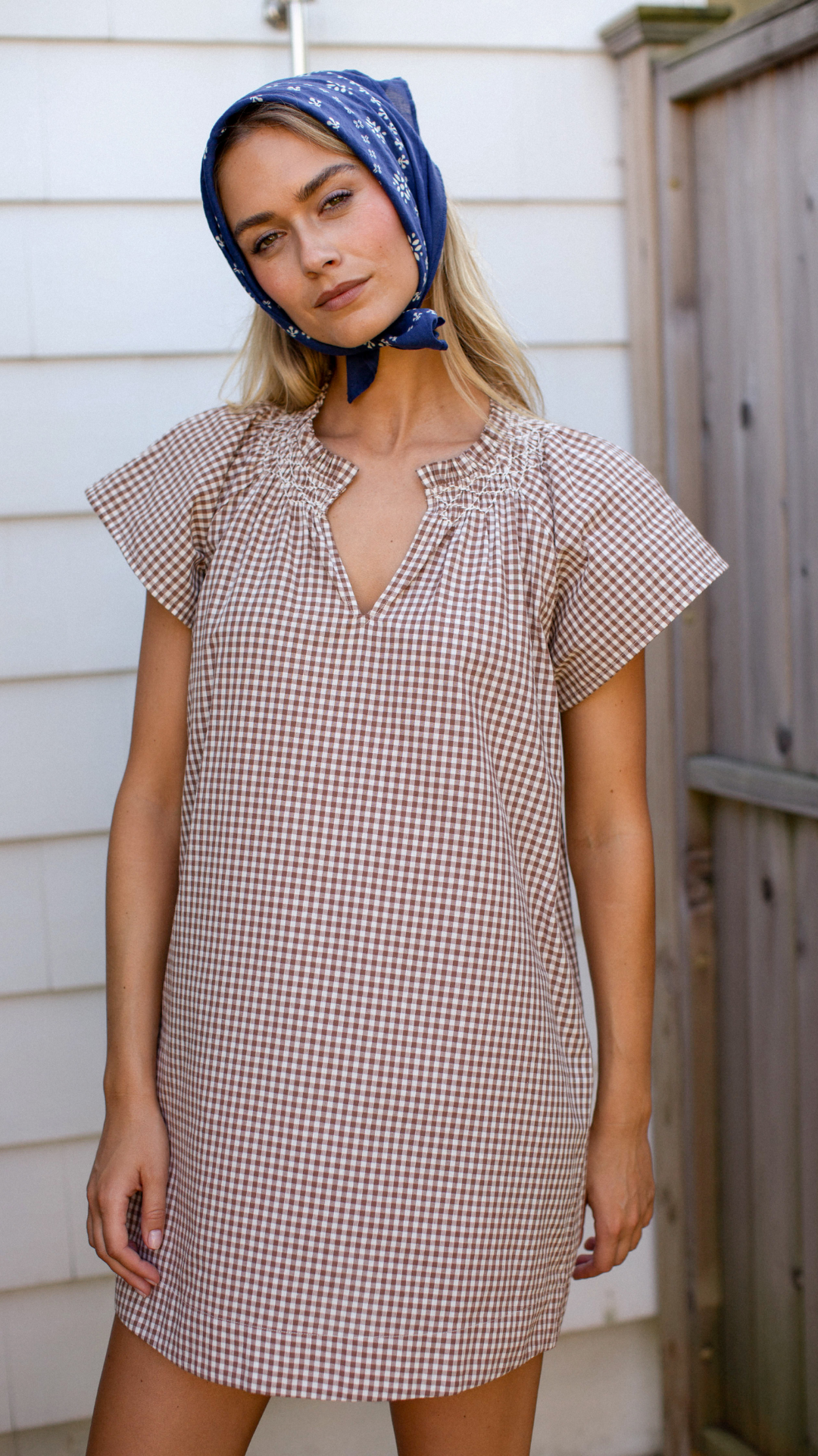 Cecelia Shortie Dress - Mocha Mini Gingham