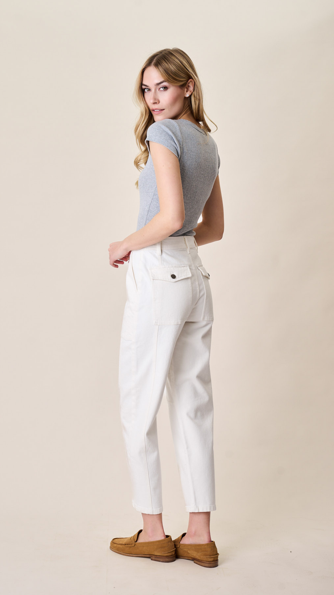 Meade High Rise Barrel Jean - White