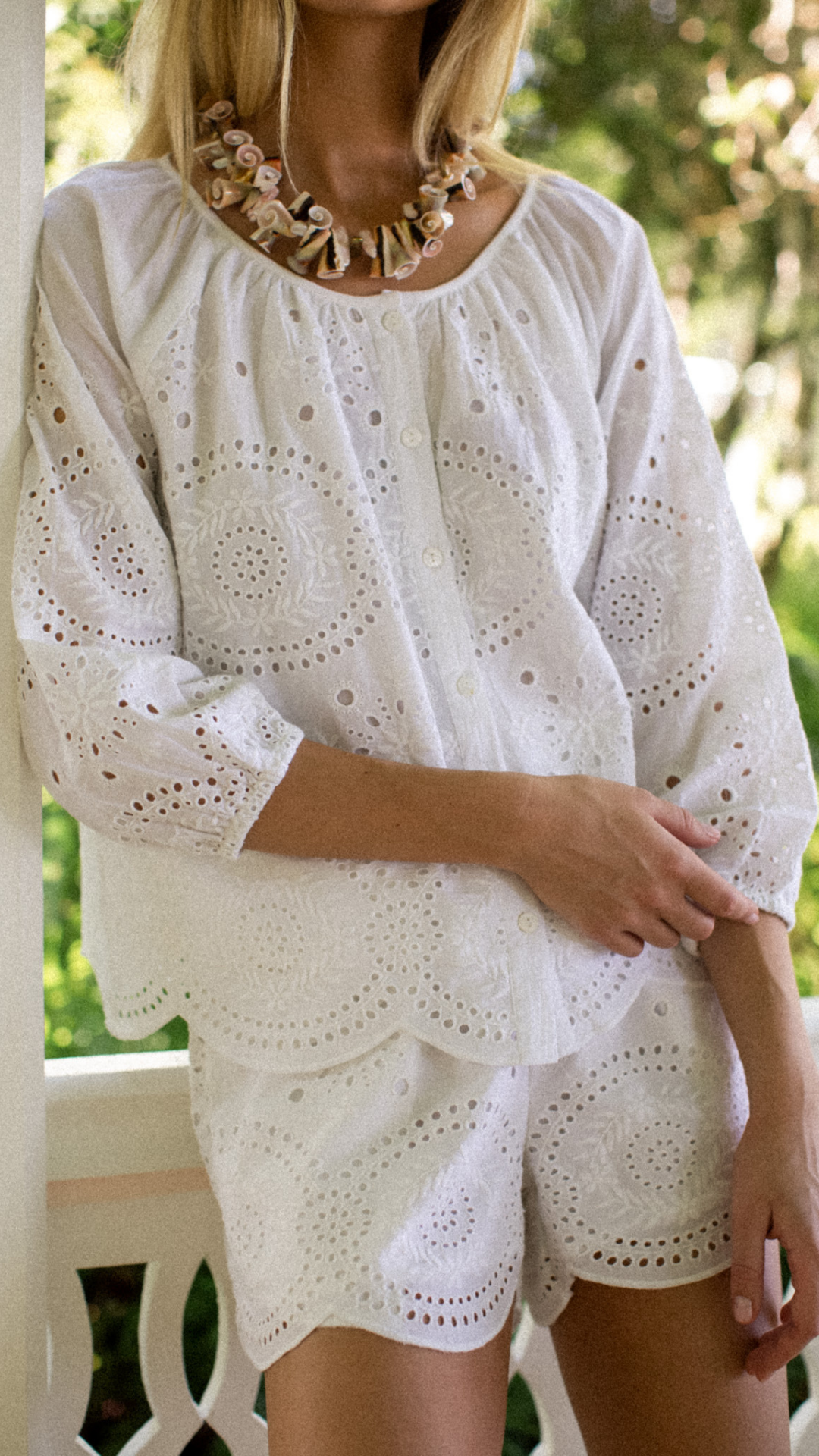 Laura Shorts - White Demi Eyelet