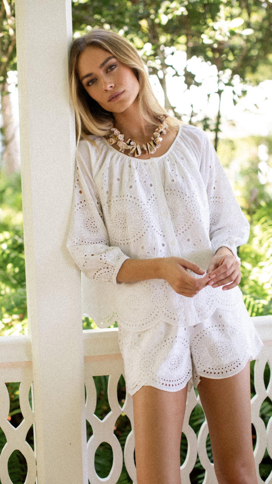 Laura Shorts - White Demi Eyelet