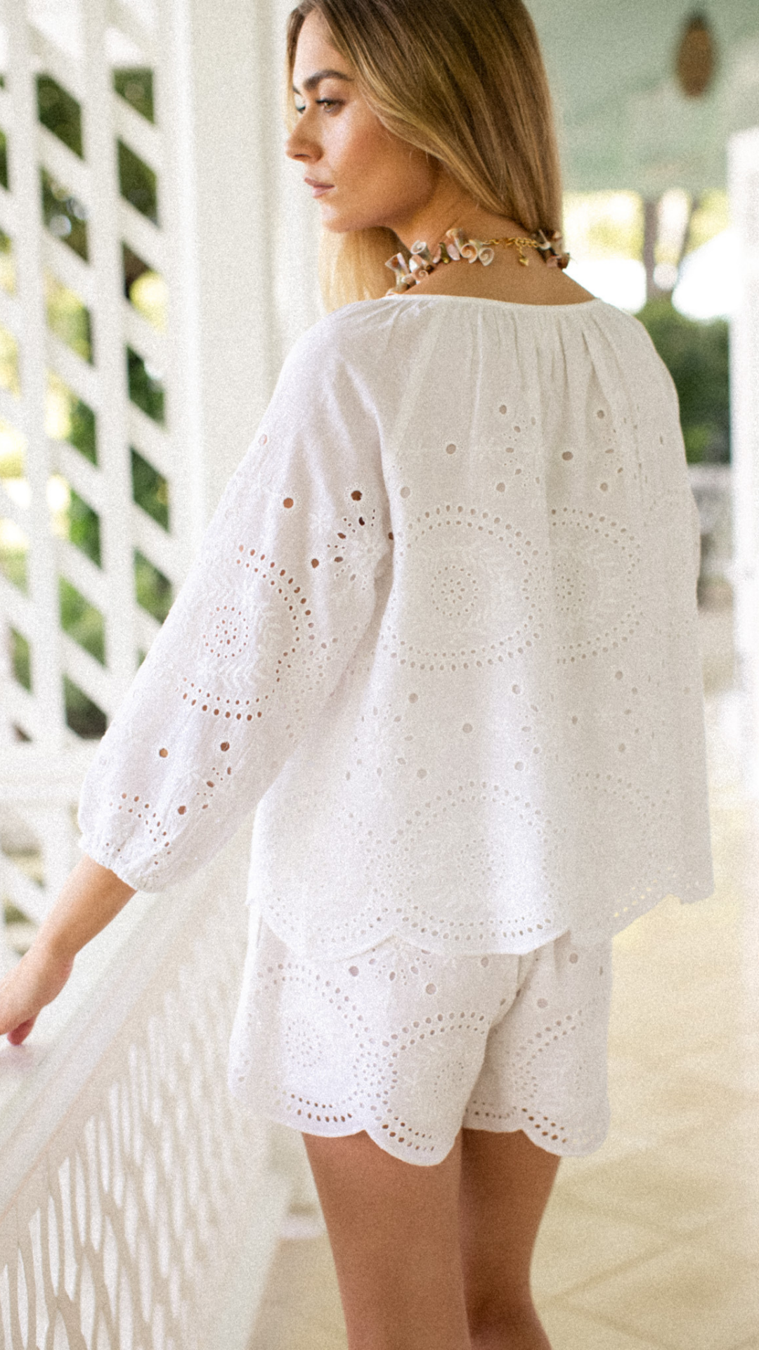 Laura Shorts - White Demi Eyelet