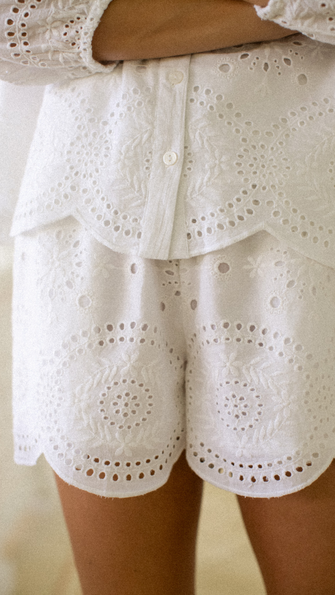 Laura Shorts - White Demi Eyelet