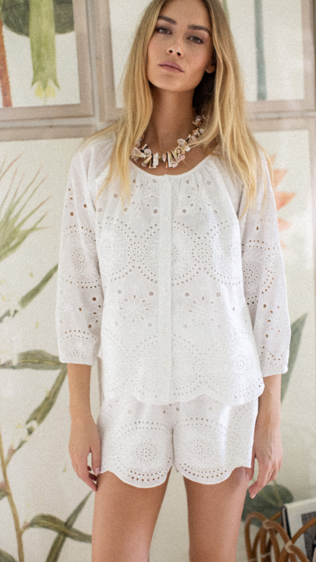 Laura Shorts - White Demi Eyelet