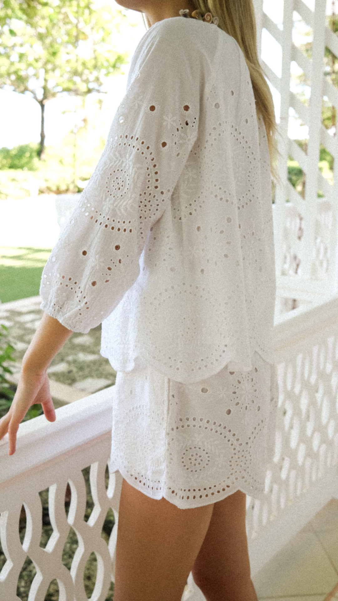 Laura Shorts - White Demi Eyelet