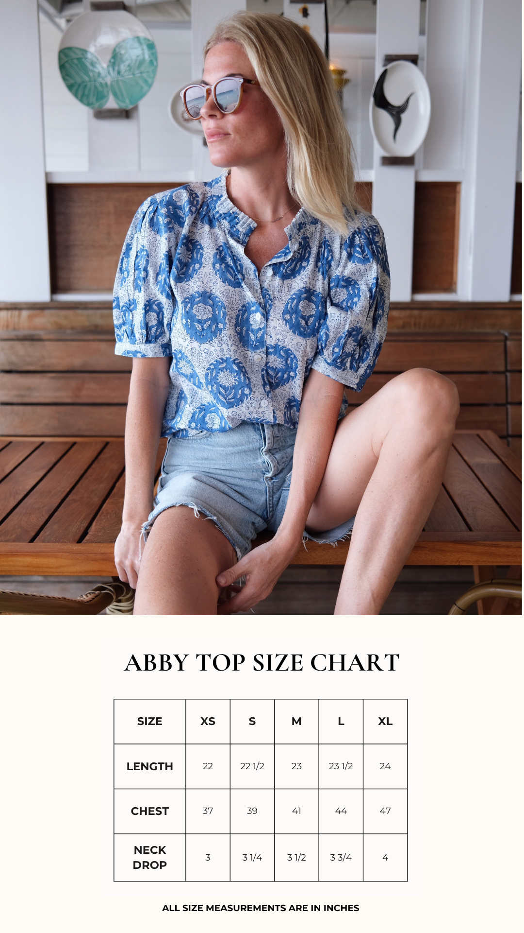 Abby Top - Blue White Multi