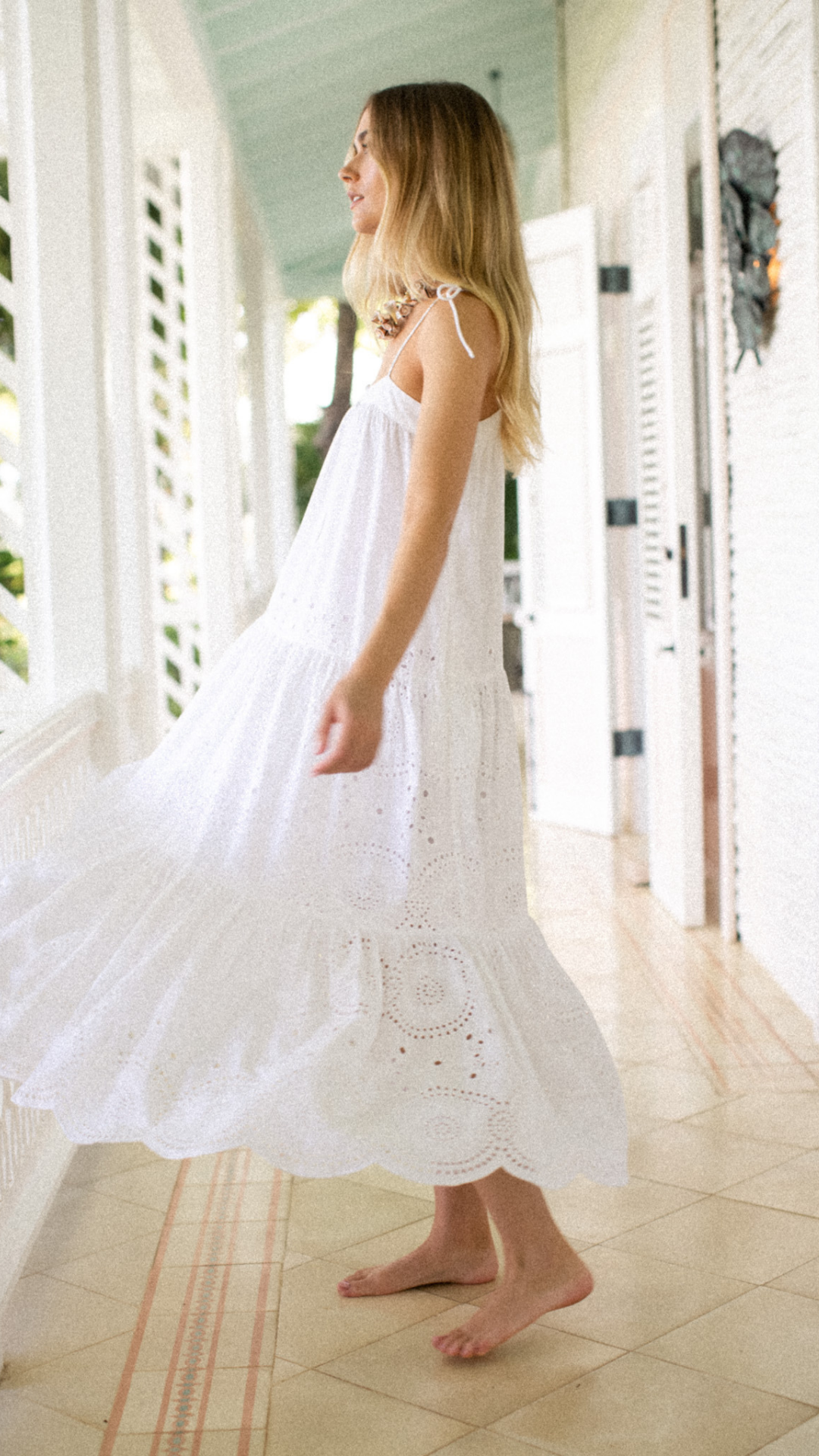 Camille Dress - White Demi Eyelet