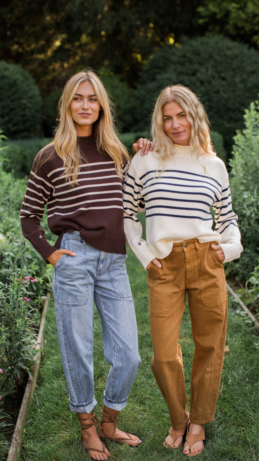 Millie Cotton Rollneck Sweater - Chocolate/Ivory Stripe