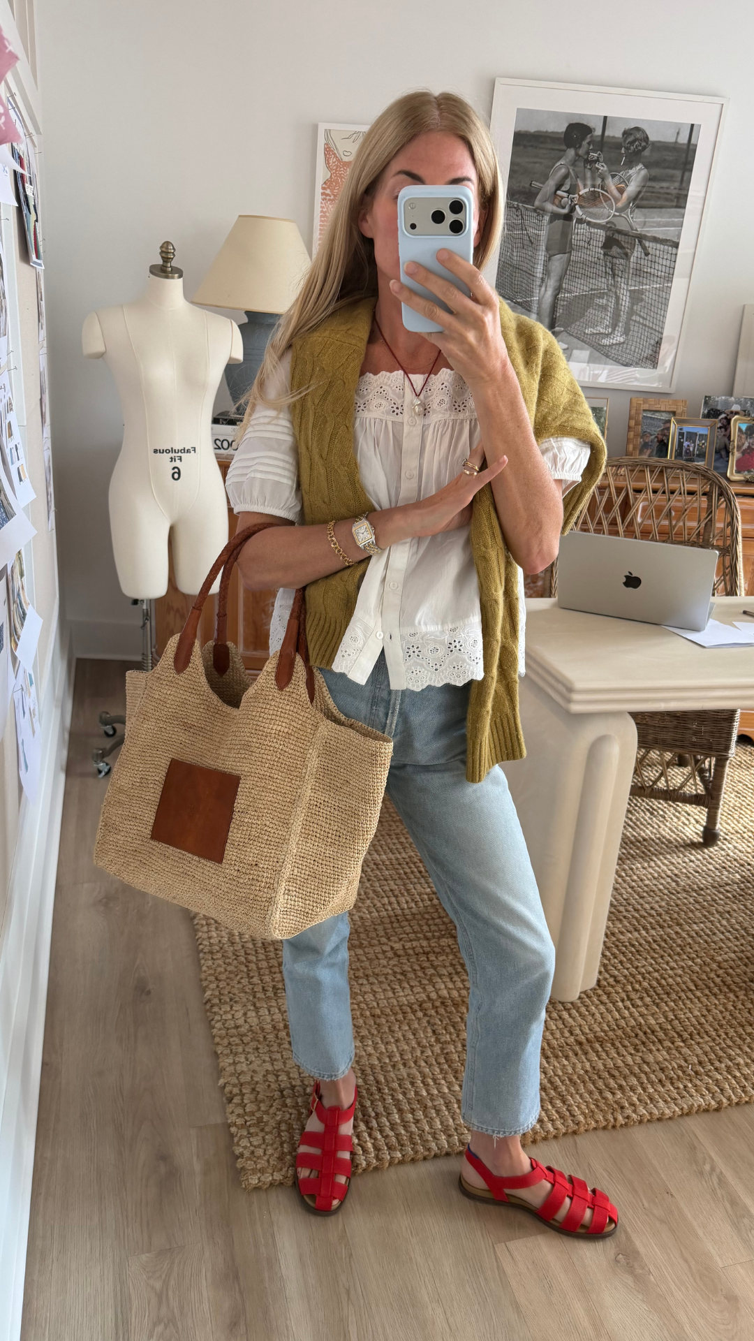 Raffia Langley Tote - Natural