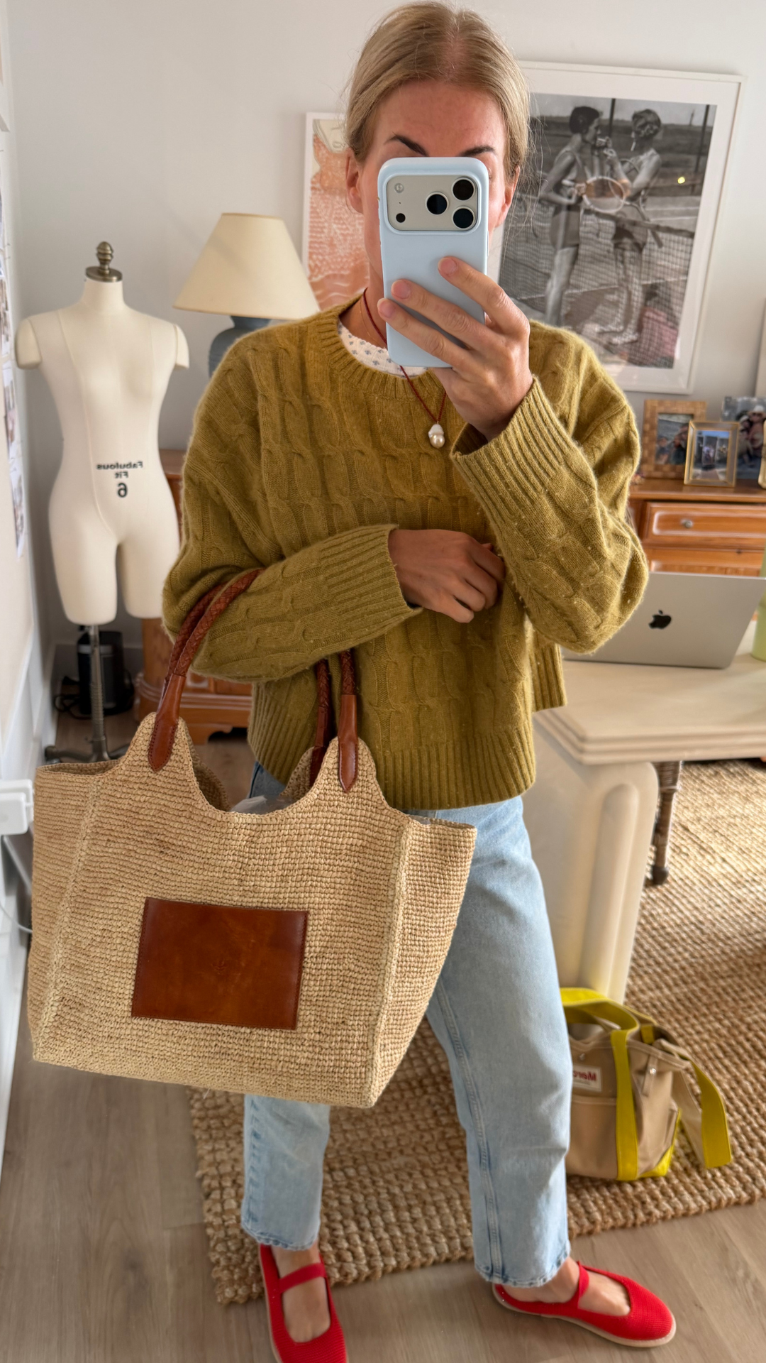 Raffia Langley Tote - Natural