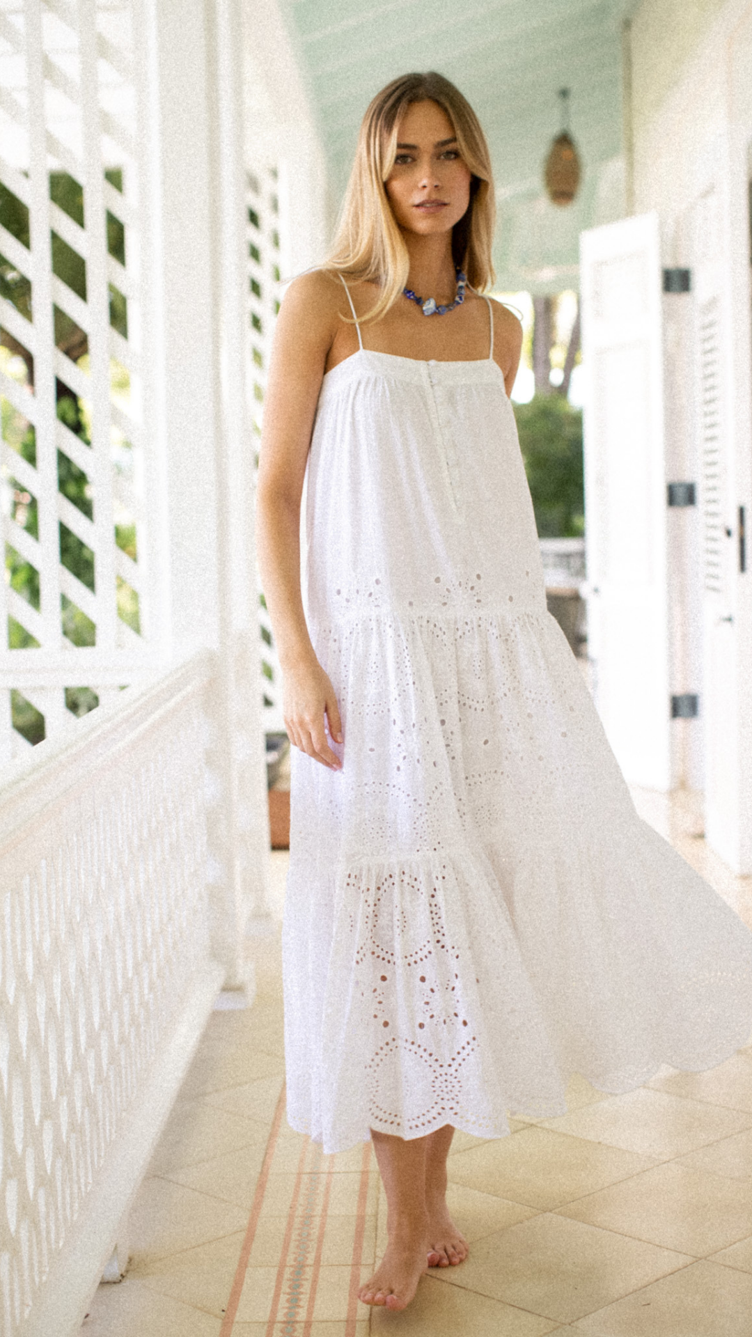 Camille Dress - White Demi Eyelet