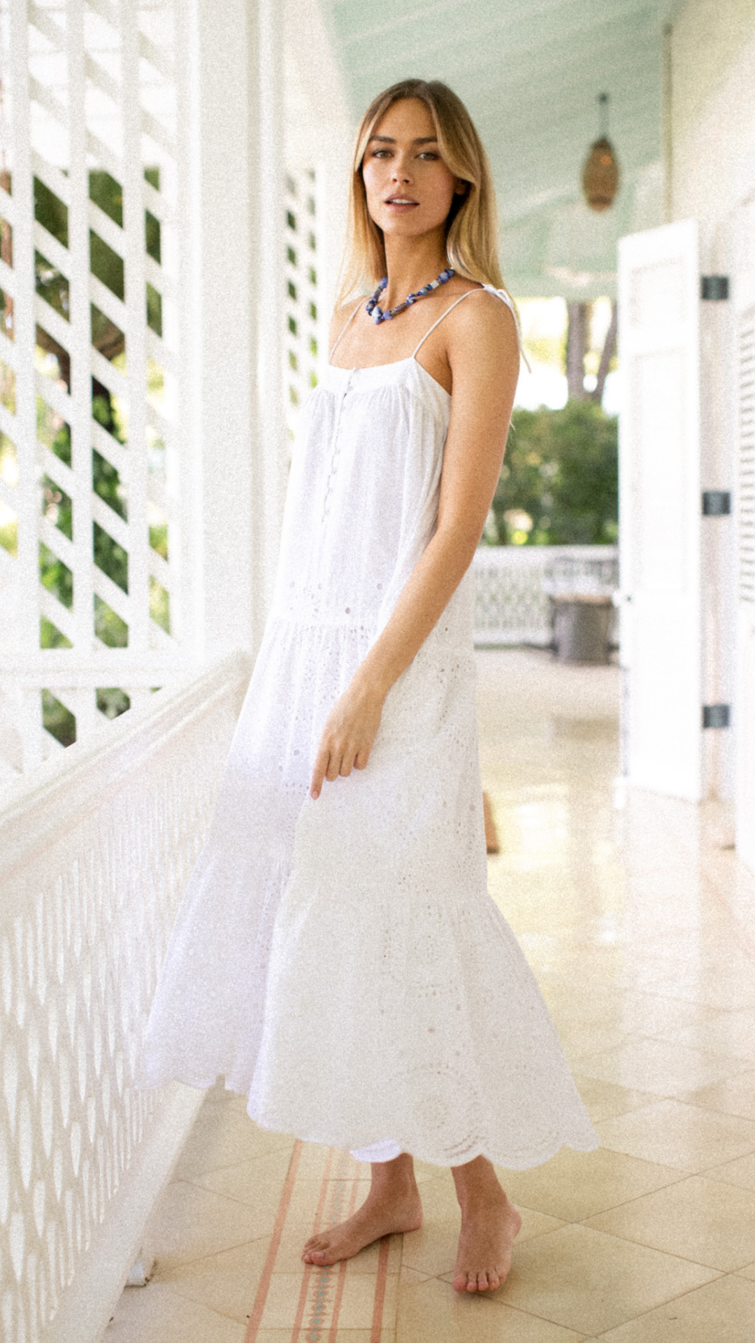 Camille Dress - White Demi Eyelet