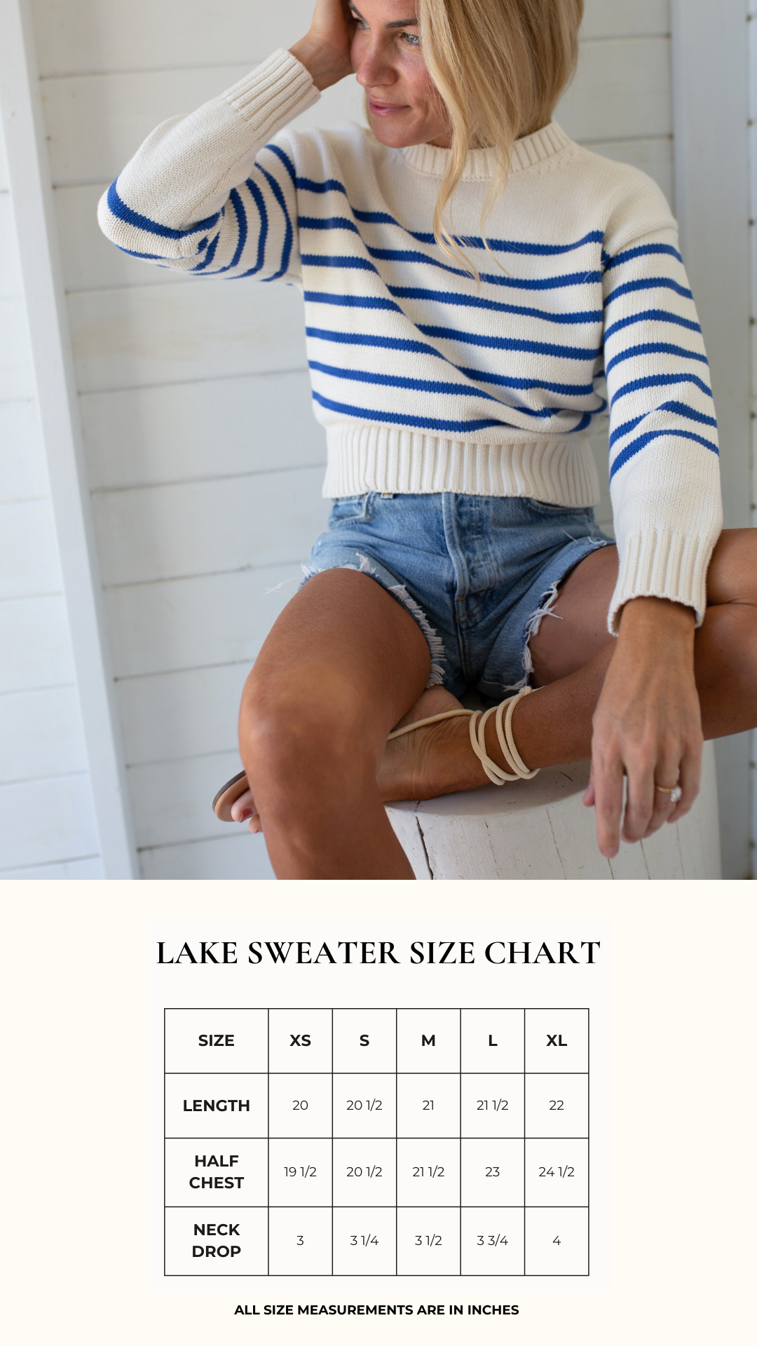 Lake Sweater - White/Tidal Blue
