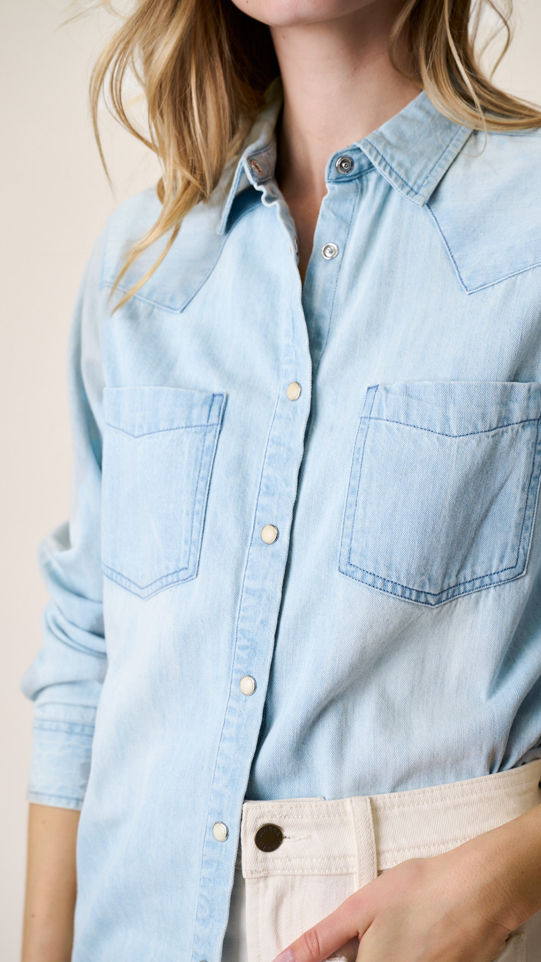 Denim Western Shirt - Pale Wash