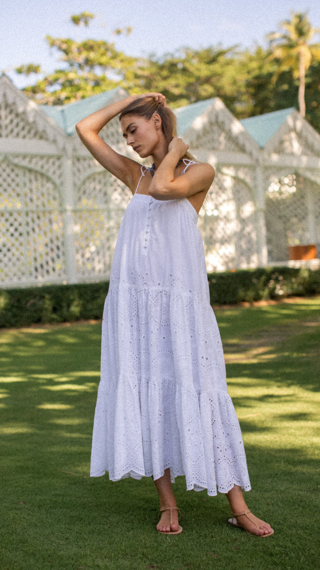 Camille Dress - White Demi Eyelet