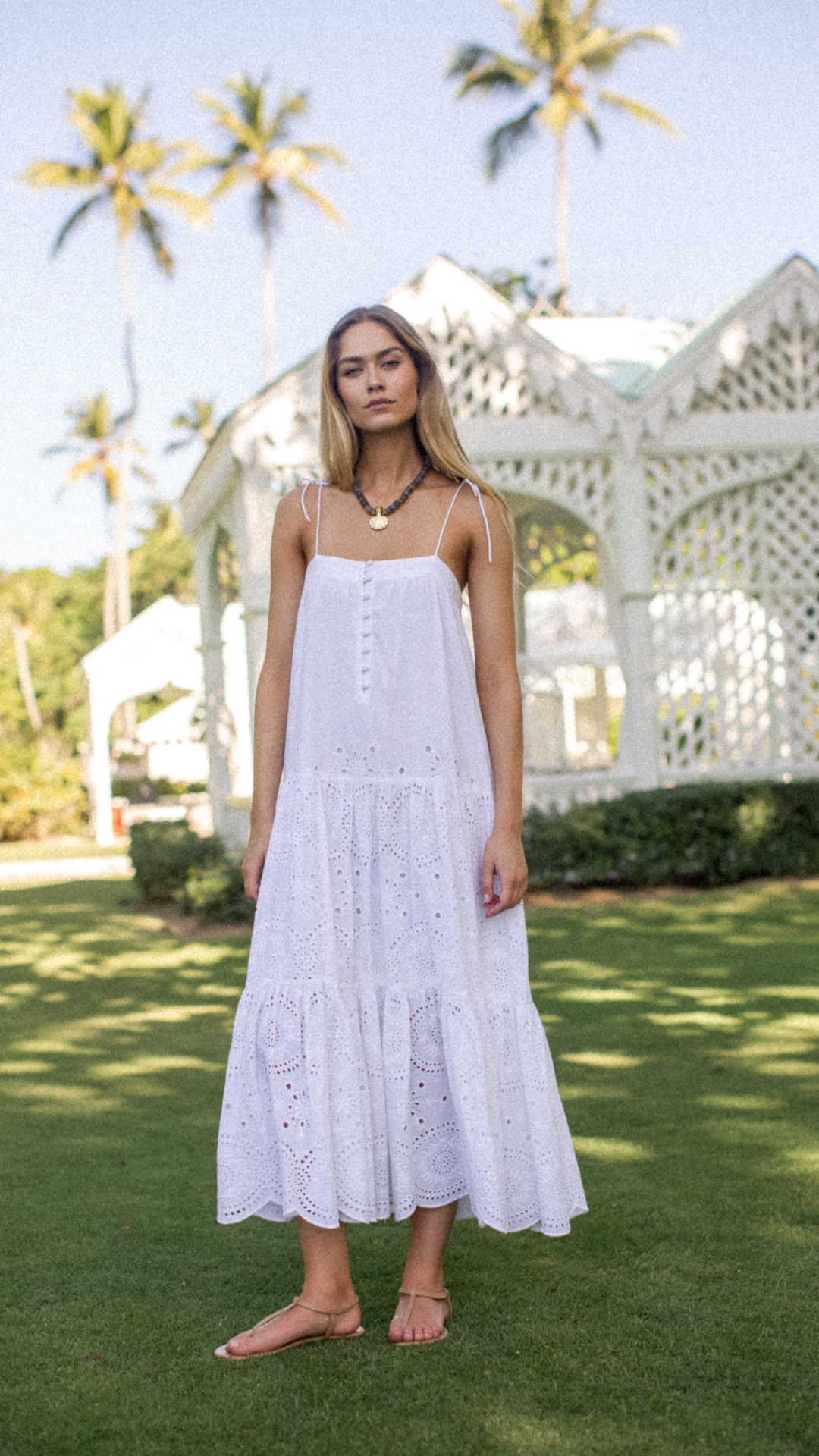 Camille Dress - White Demi Eyelet