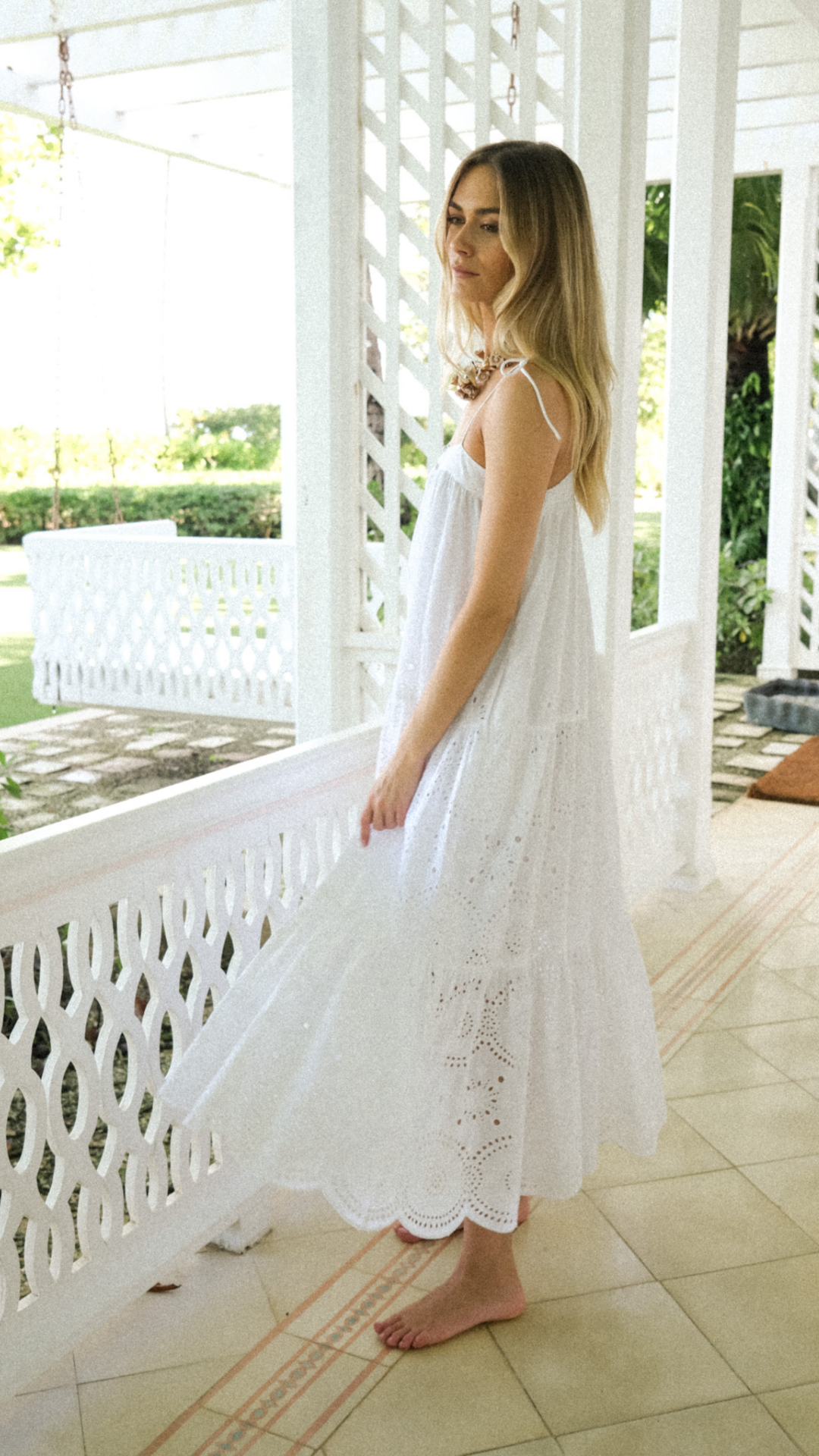 Camille Dress - White Demi Eyelet