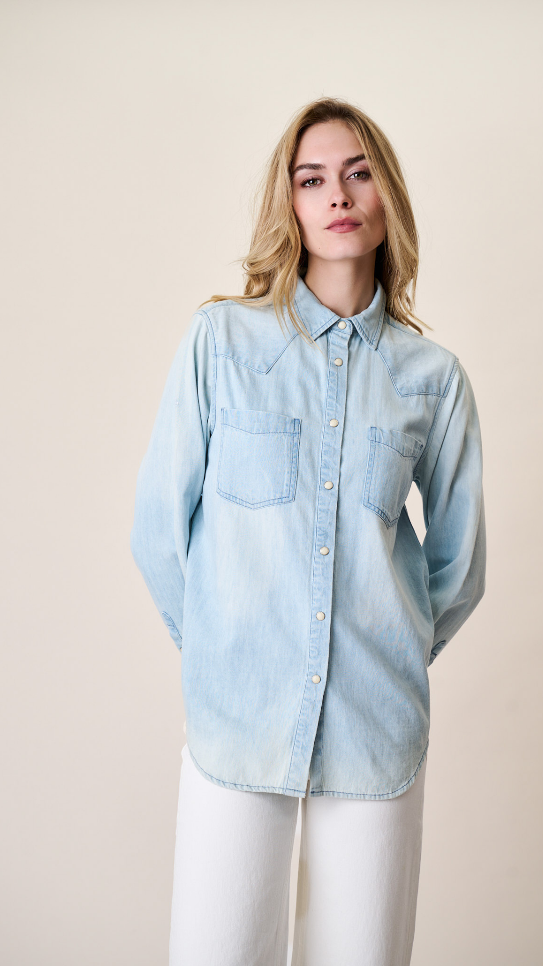 Denim Western Shirt - Pale Wash