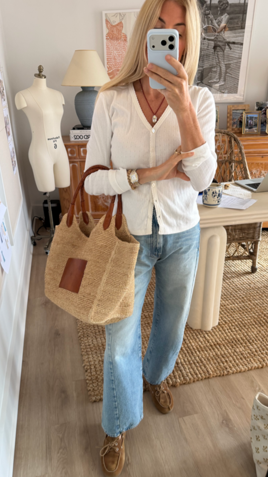 Raffia Langley Tote - Natural
