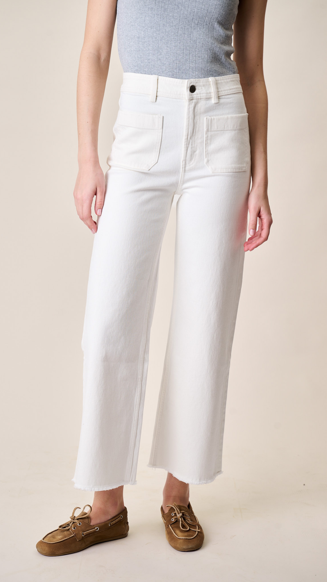 Haven High Rise Wide Leg Jean - White