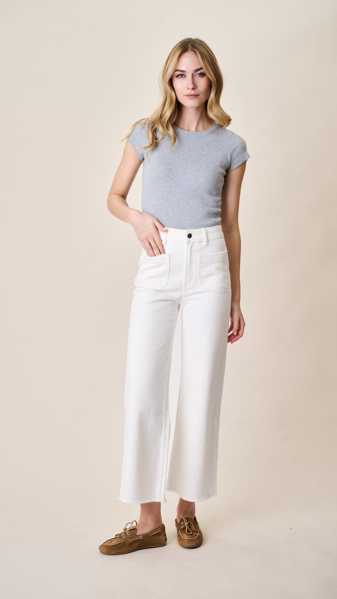 Haven High Rise Wide Leg Jean - White