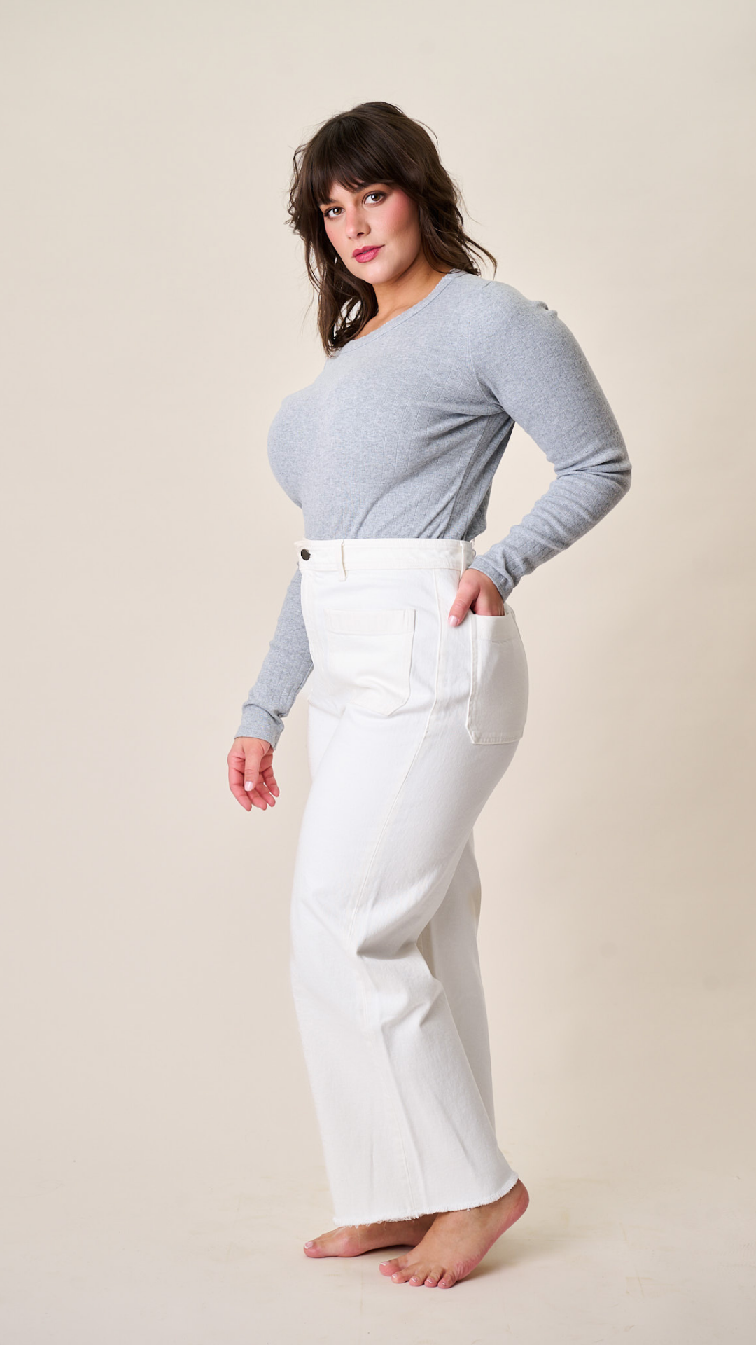 Haven High Rise Wide Leg Jean - White
