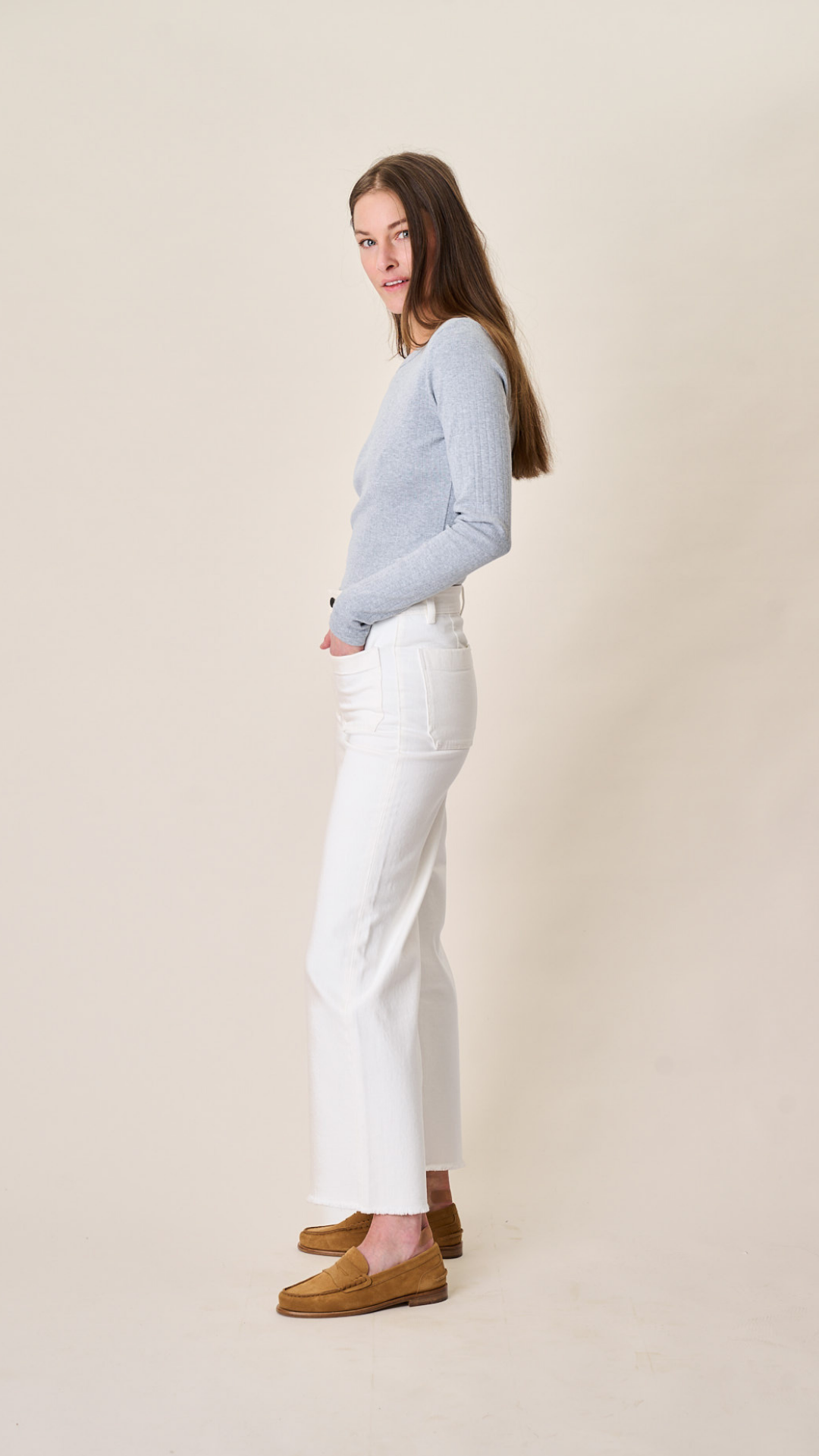 Haven High Rise Wide Leg Jean - White