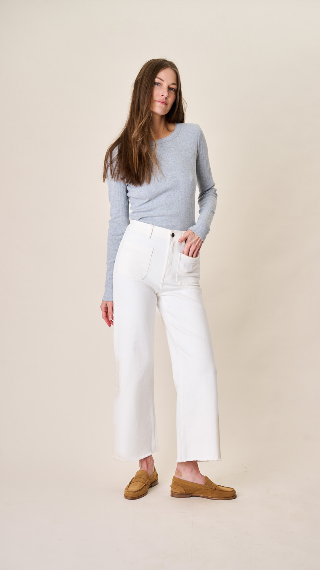 Haven High Rise Wide Leg Jean - White