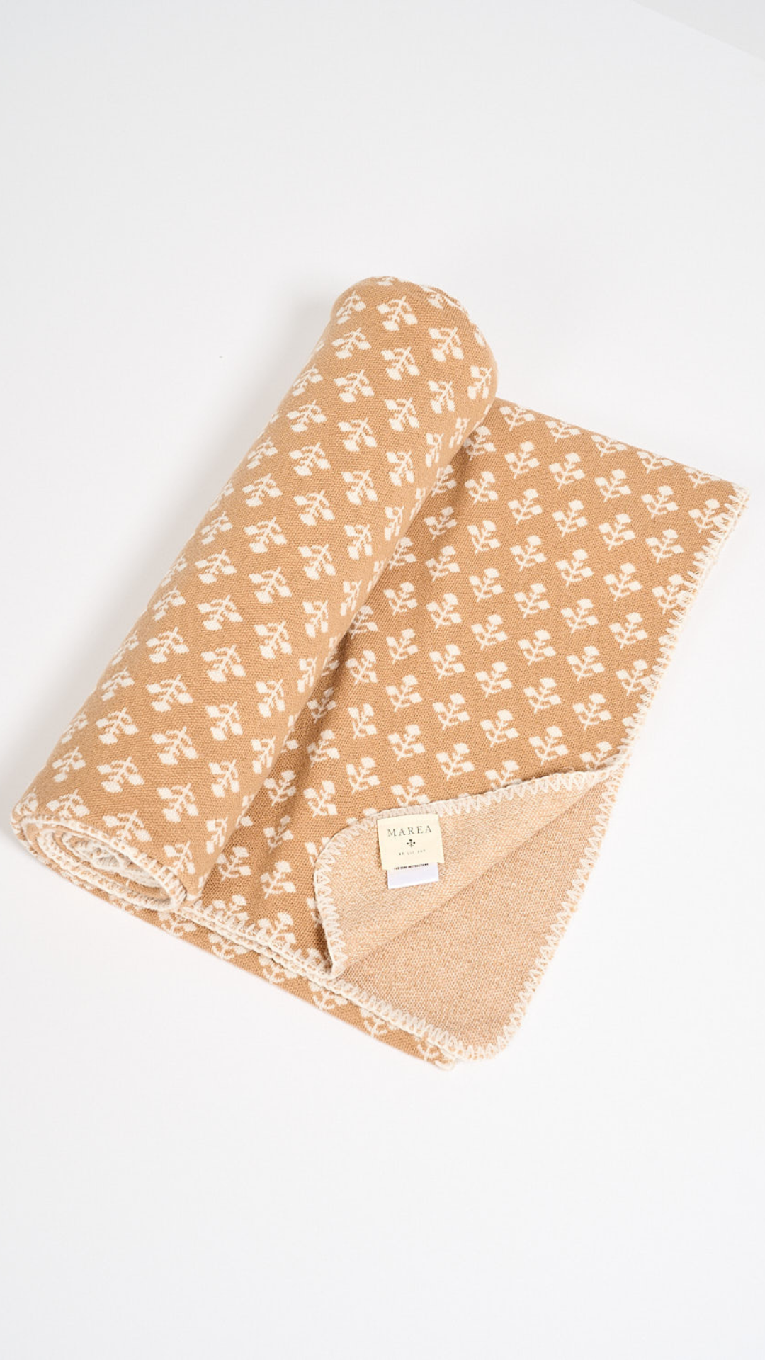 Marea Flower Blanket - Camel