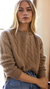 Slouchy Cable Knit Cashmere Sweater - Camel