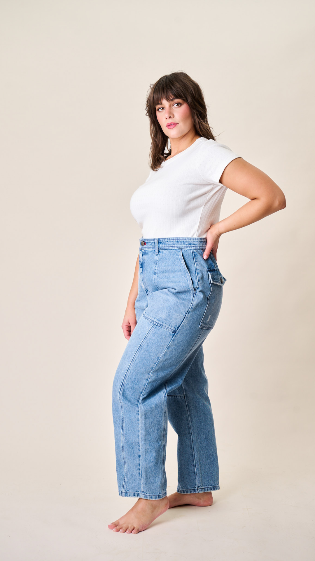 Meade High Rise Barrel Jean - Mill Plain Wash