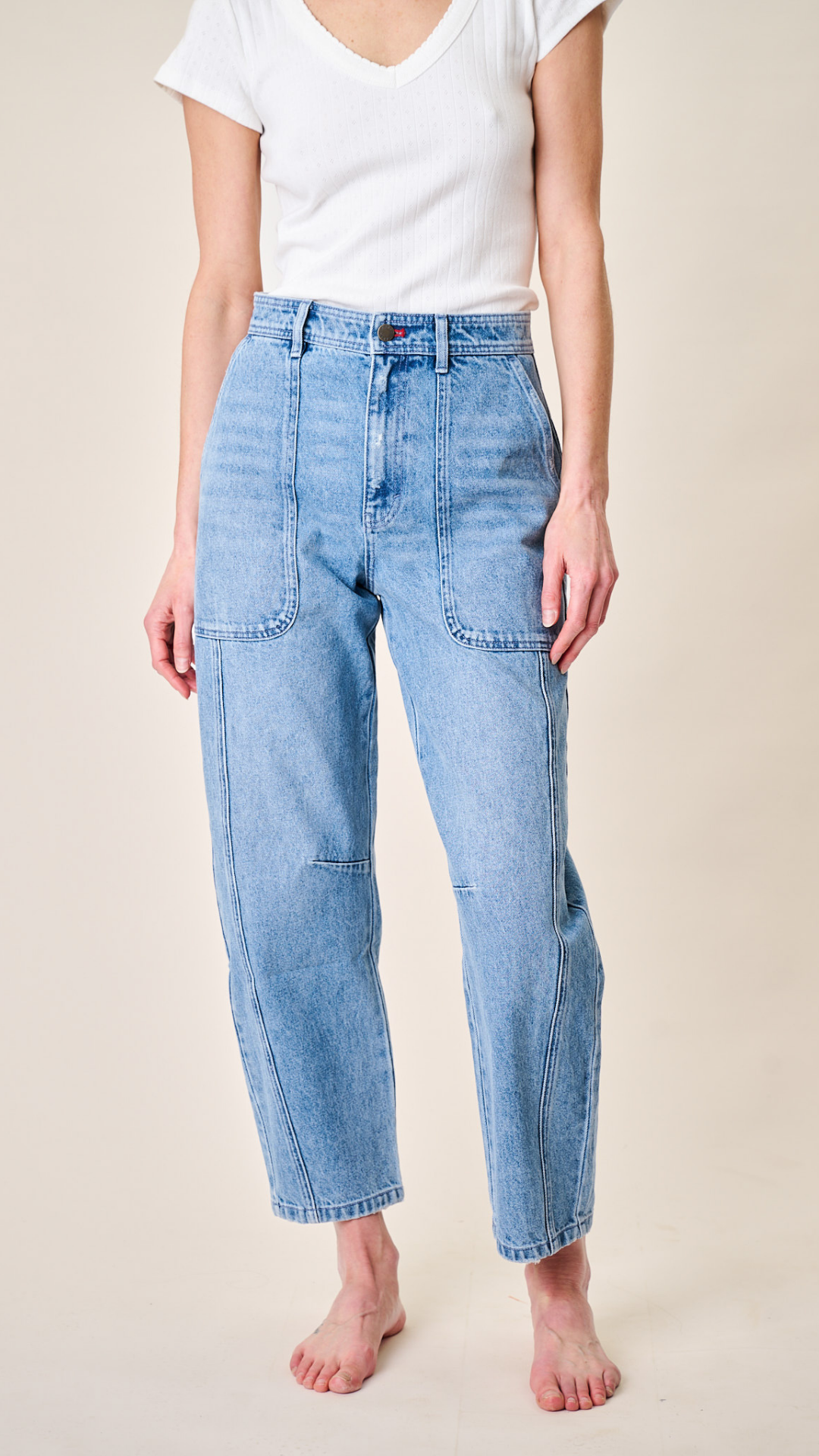 Meade High Rise Barrel Jean - Mill Plain Wash