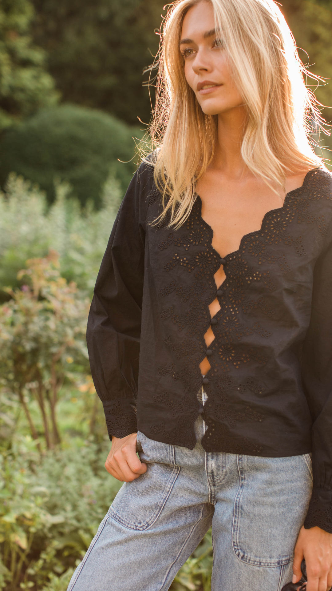 Colette Schiffli Eyelet Top - Black Petal – Marea by Liz Joy Colette Schiffli Eyelet Top - Black Petal – Marea by Liz Joy