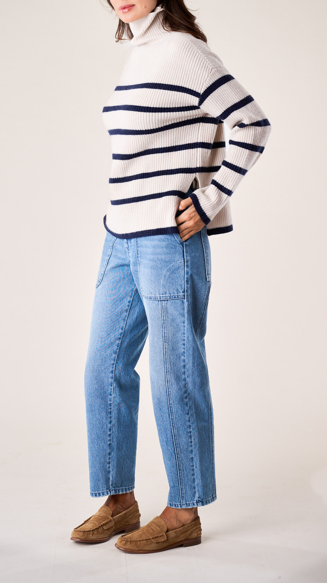 Martine Sweater - Ivory/Navy Stripe