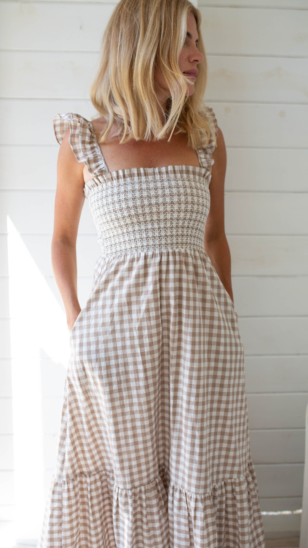 Sasco Dress - Dune Gingham