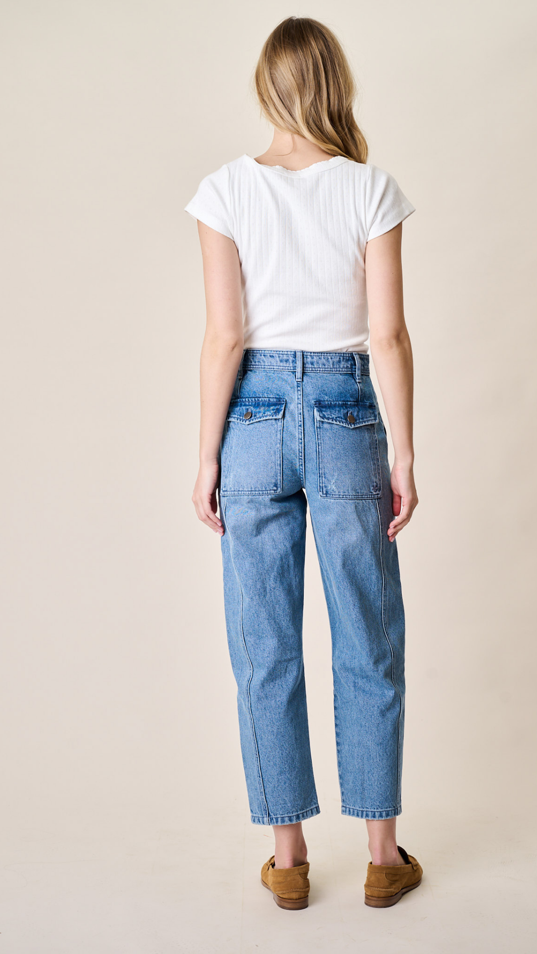 Meade High Rise Barrel Jean - Mill Plain Wash