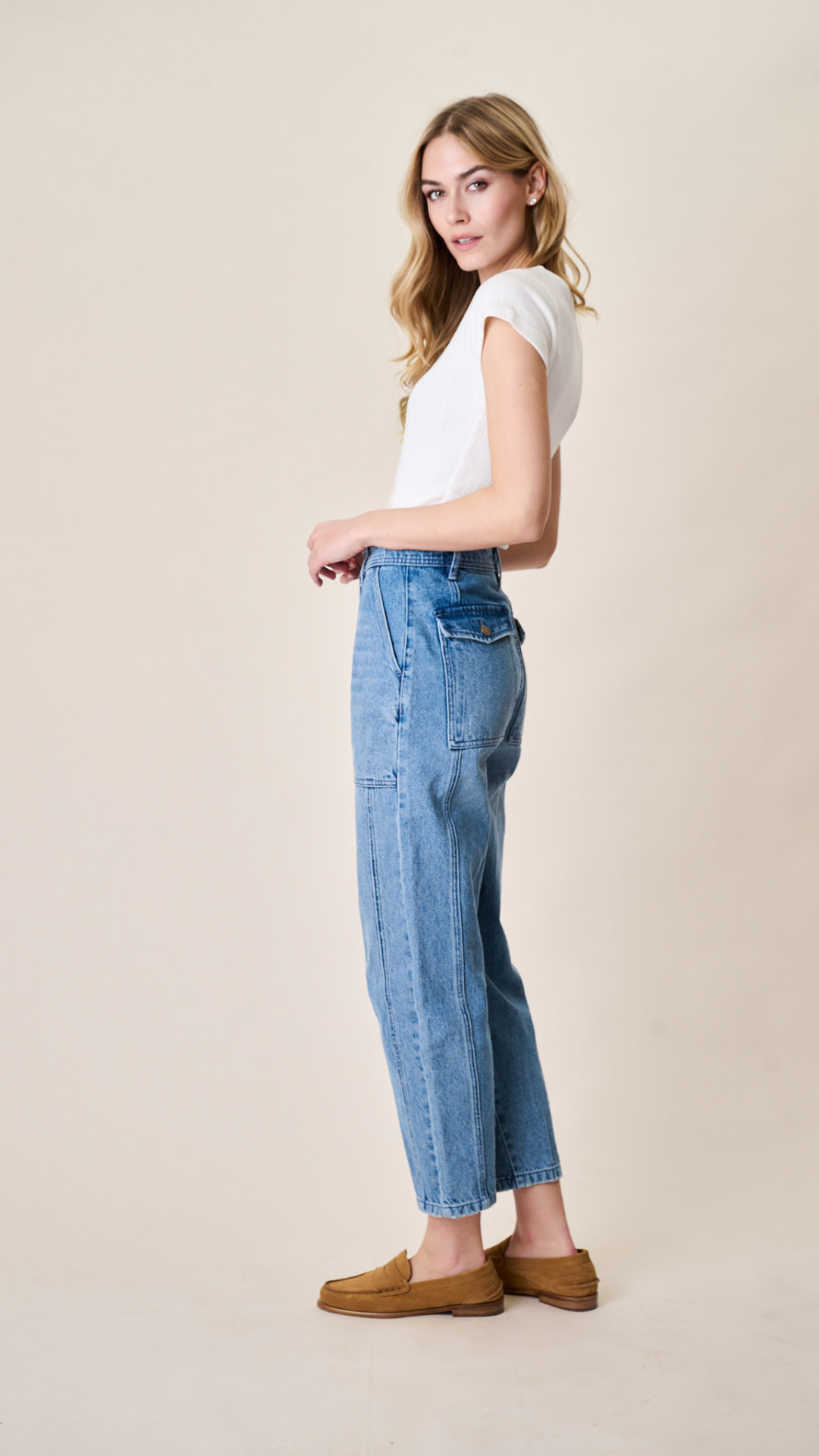 Meade High Rise Barrel Jean - Mill Plain Wash