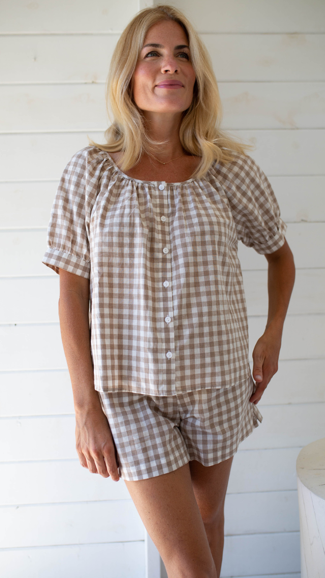 Everly Top - Dune Gingham