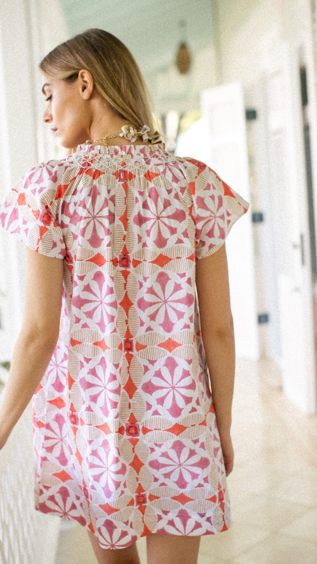 Cecelia Shortie Dress - Pink Cafe Tile