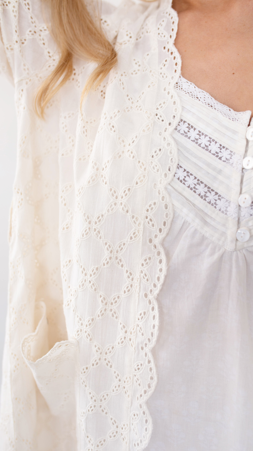 Isla Robe - Ivory Lattice Eyelet