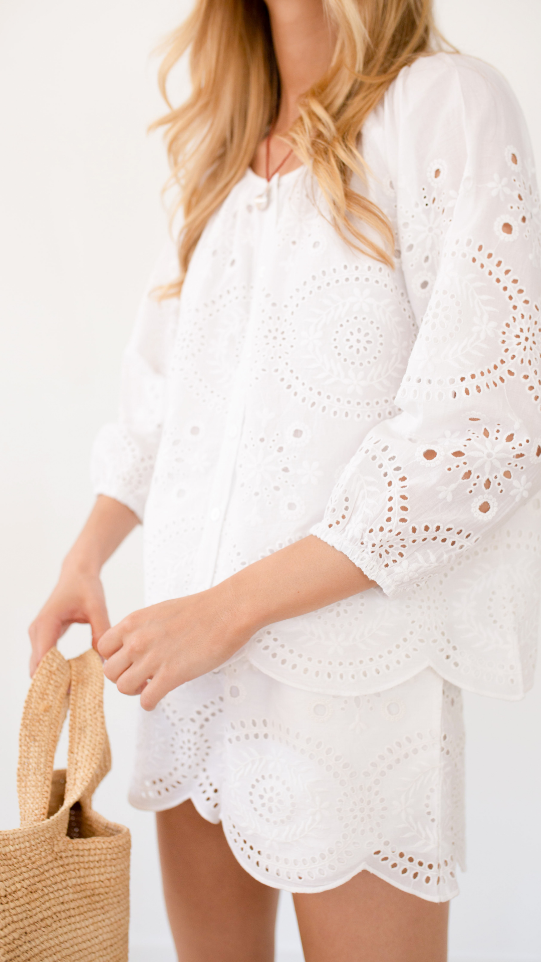 Sophie Top - White Demi Eyelet