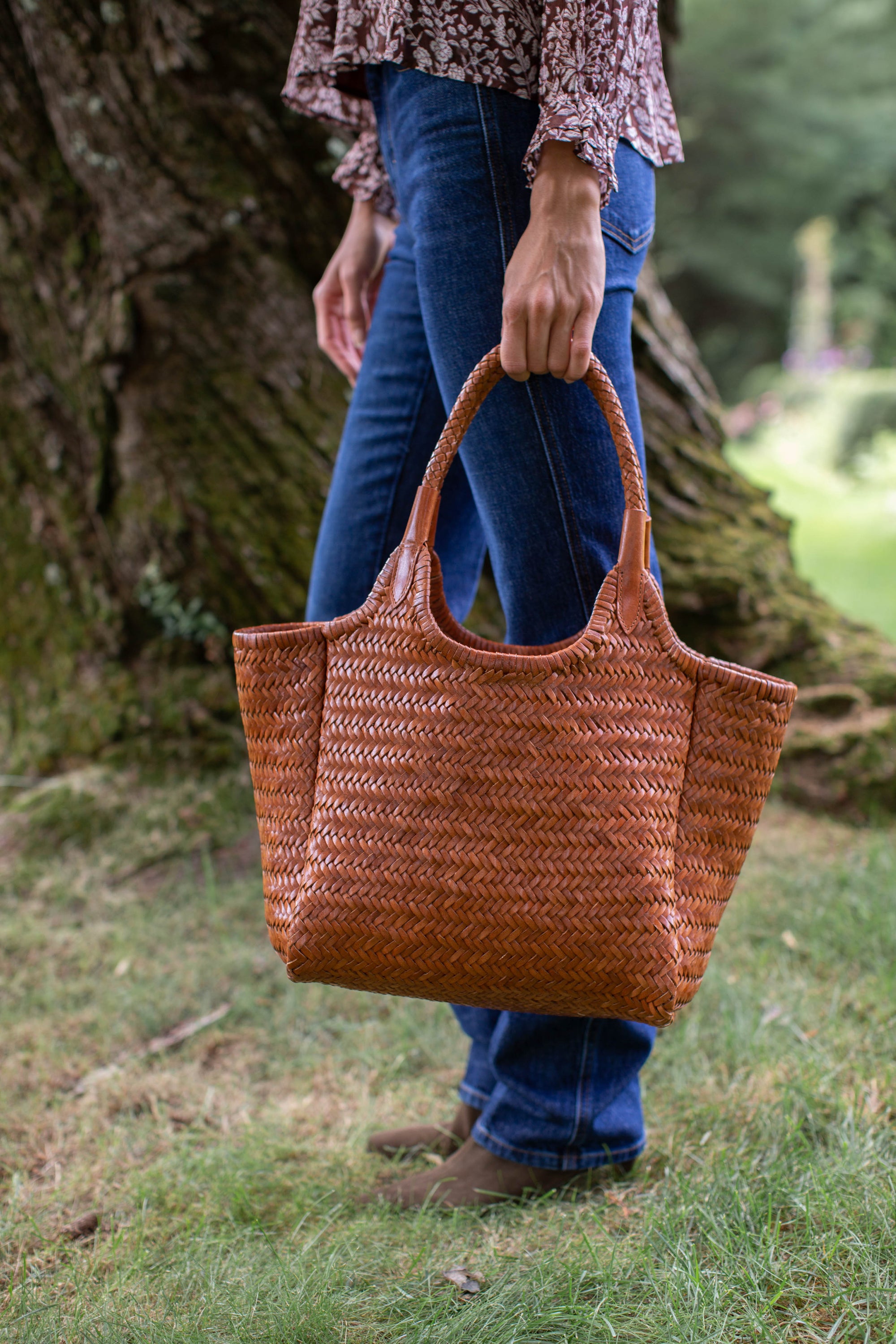 PRE-ORDER Langley Woven Leather Tote - Brown