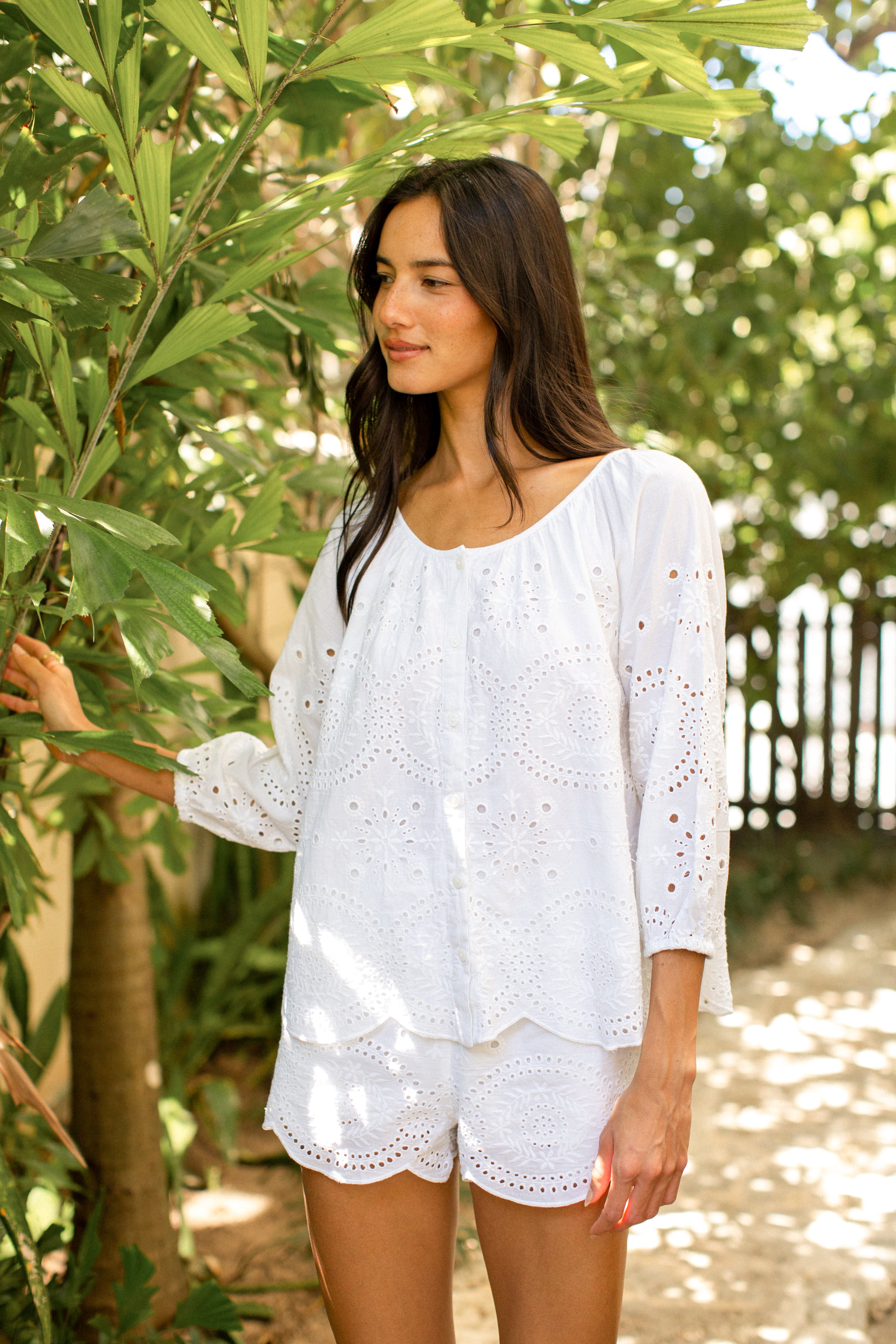 Sophie Top - White Demi Eyelet – Marea by Liz Joy