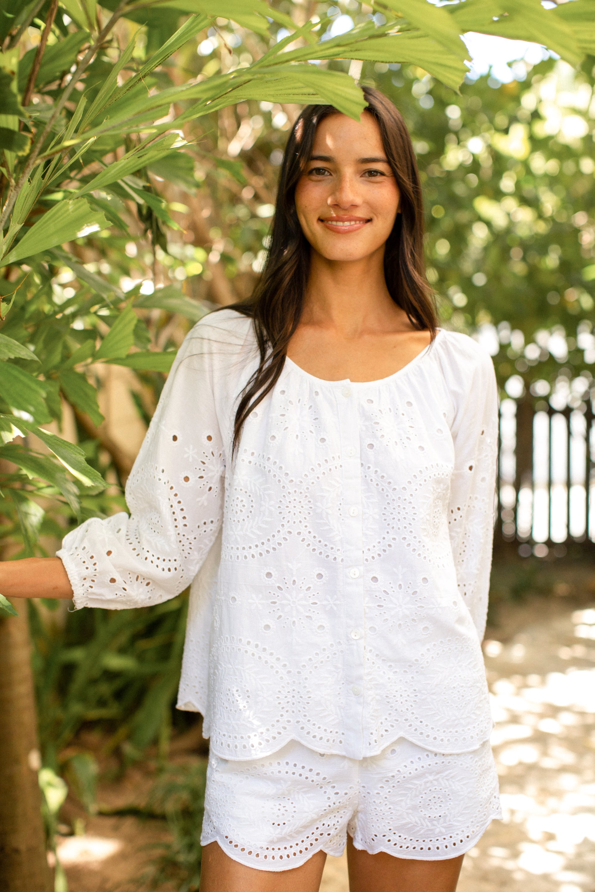 Sophie Top - White Demi Eyelet