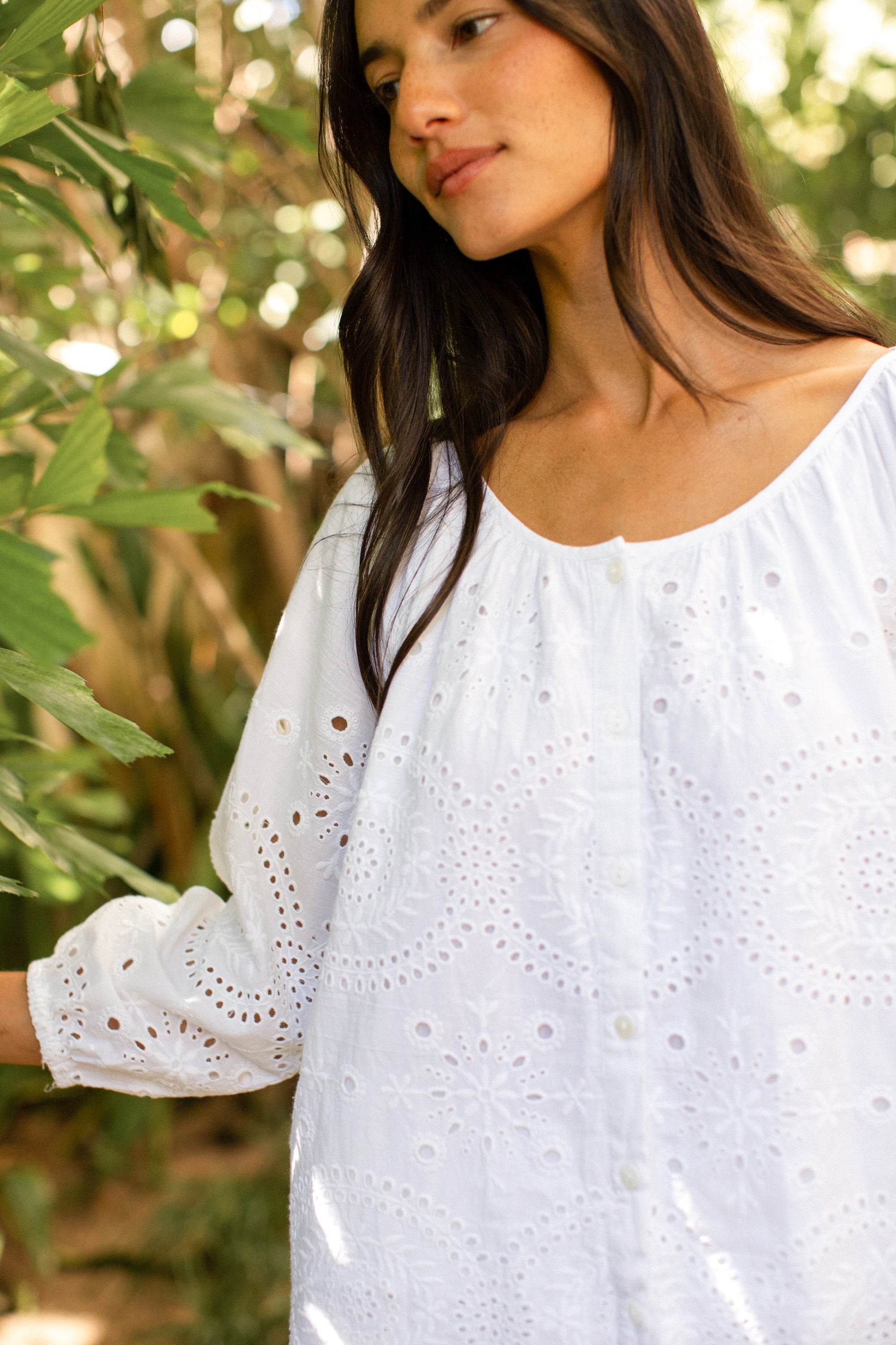 Sophie Top - White Demi Eyelet