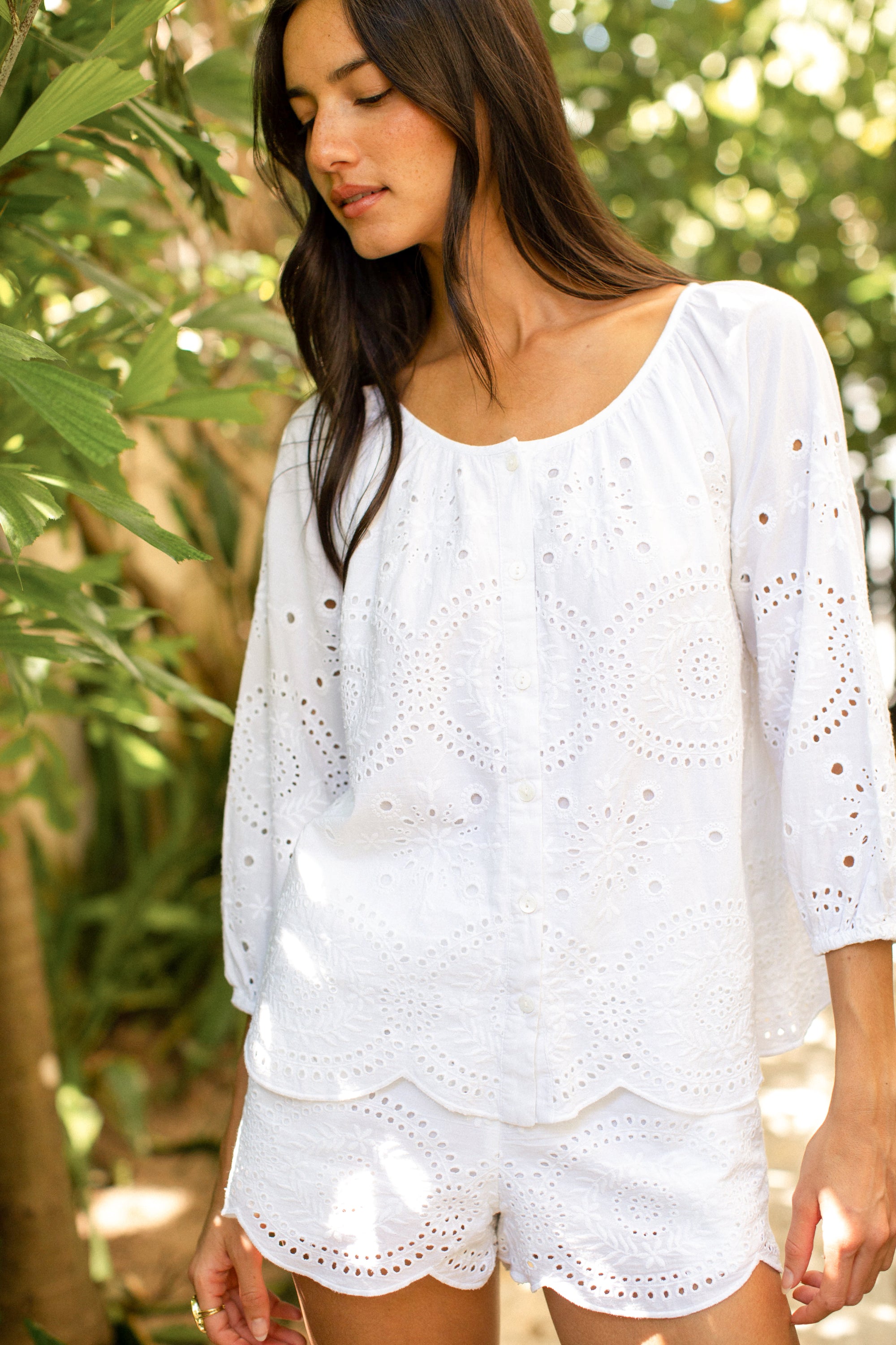 Sophie Top - White Demi Eyelet
