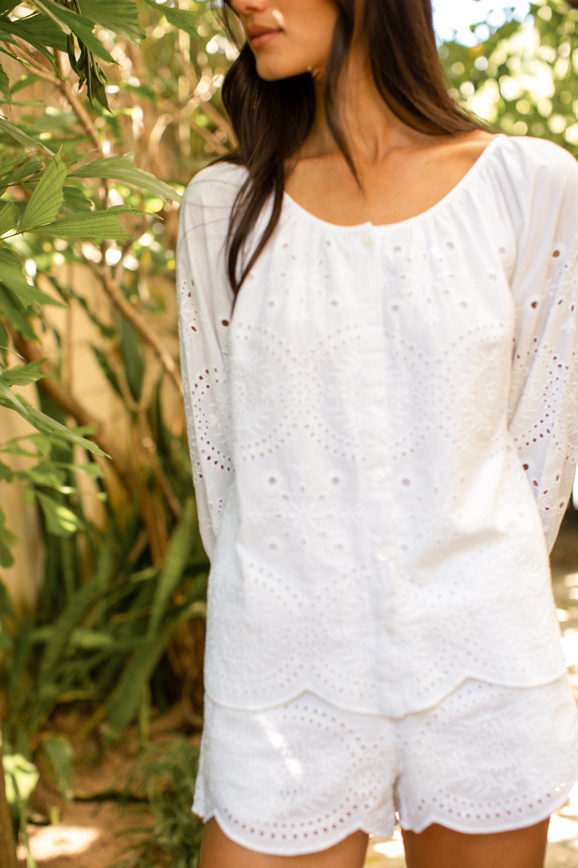 Sophie Top - White Demi Eyelet