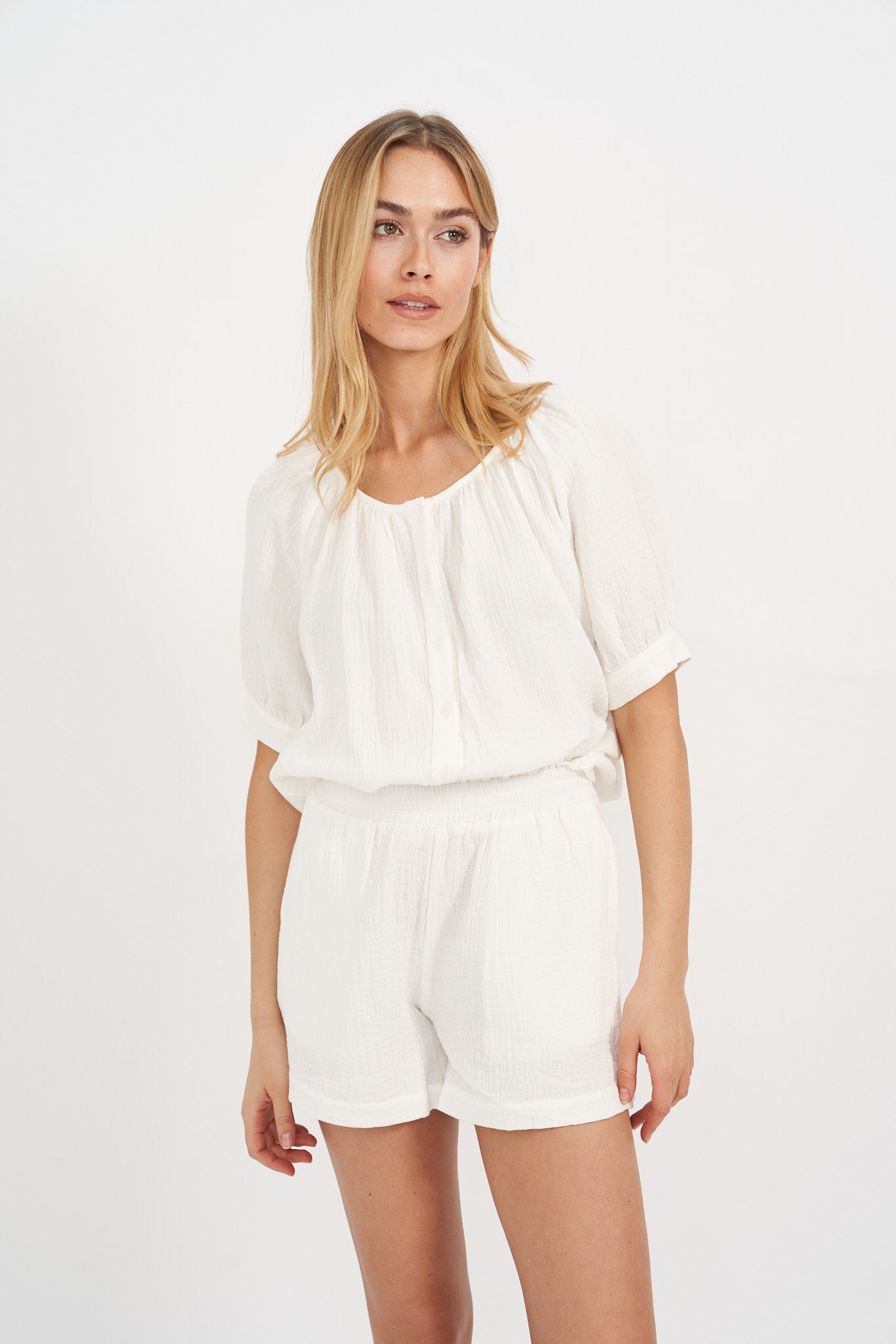 Ava Gauze Shorts - White